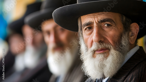 Portrait of Elderly Man with Traditional Hat and Gray Beard in Vibrant Setting Capturing Cultural Essence : Generative AI photo