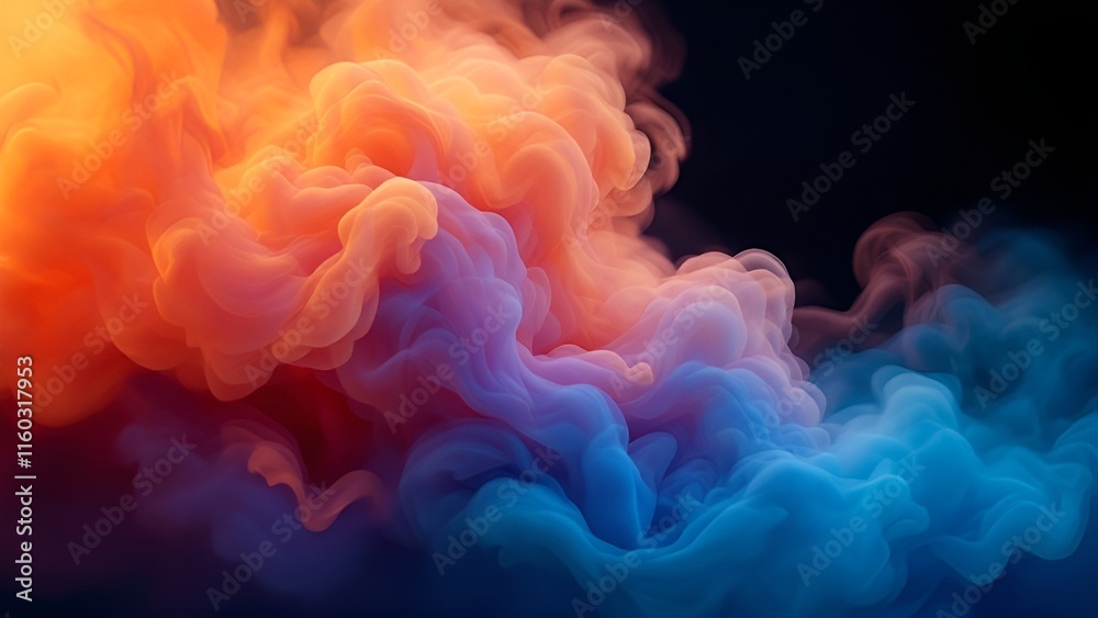 Obraz premium Add subtle color gradients (blue, purple, or orange) to the smoke using the Hue/Saturation adjustment tool