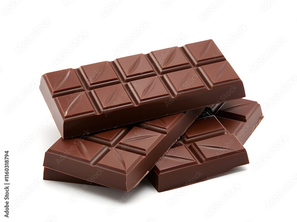 Fototapeta premium A broken chocolate bar isolated on white background