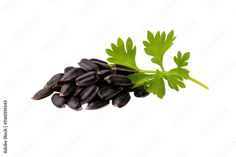 Obraz premium black sunflower seeds isolated on transparent background