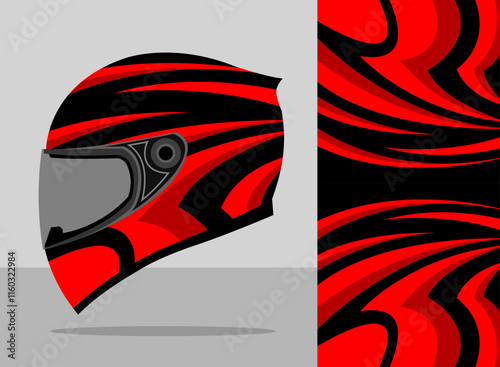 Wrap helmet design decal with black and red color  photo