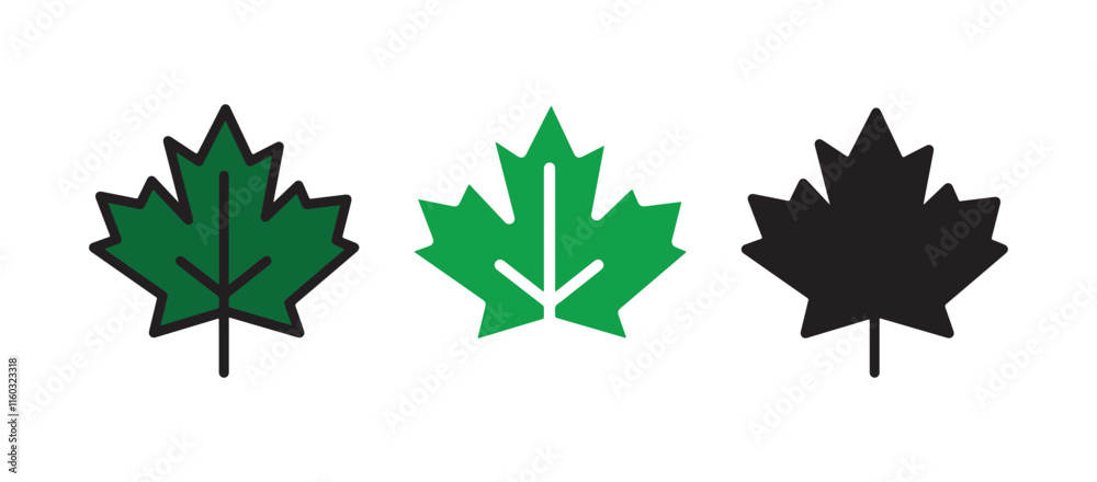 Three Variations of a Maple Leaf Icon Three Variations of a Maple Leaf Icon