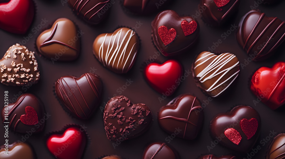 Variety of Heart Shaped Chocolates with Diverse Textures for a Chocolate Lover's Delight : Generative AI Variety of Heart Shaped Chocolates with Diverse Textures for a Chocolate Lover's Delight : Generative AI
