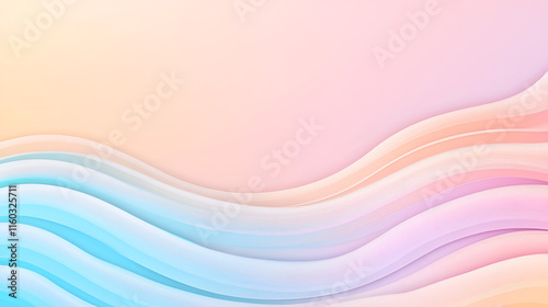 Abstract pastel wave background with soft gradient colors. background backdrop banner image with window for online presentations and zoom meetings idea for copy space photo