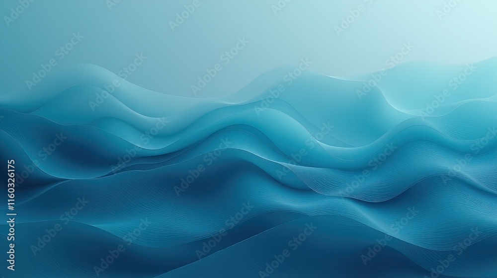 Obraz premium Minimalistic blue waves with soft gradients