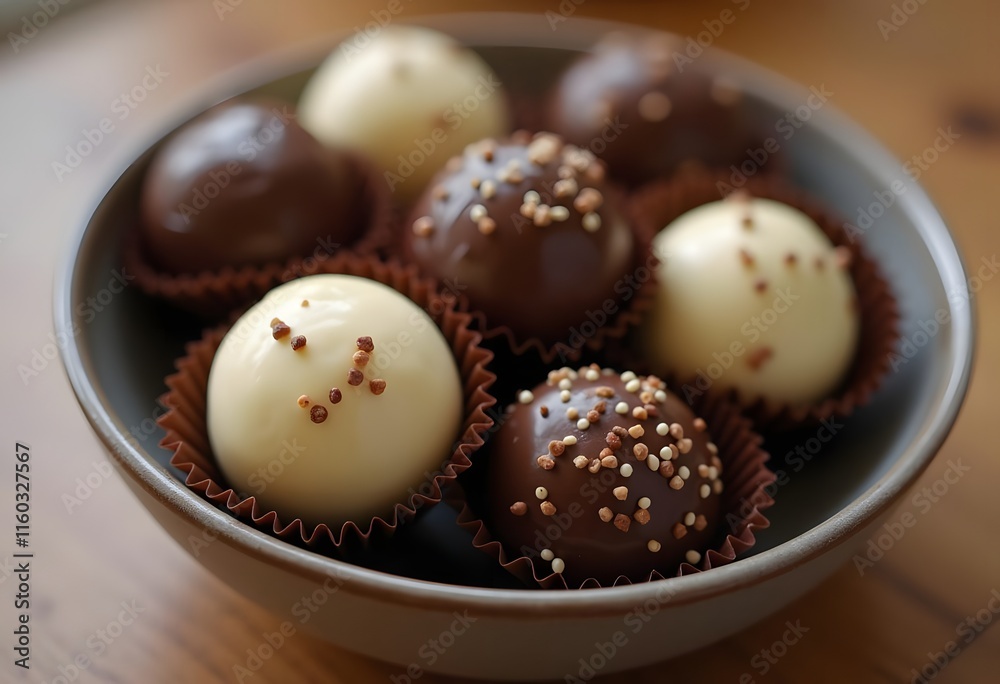 Choco Almond and Choco Ball cookies are neatly arranged on a white plate and isolated against a yellow background.
Choco Almond and Choco Ball cookies are neatly arranged on a white plate and isolated against a yellow background.