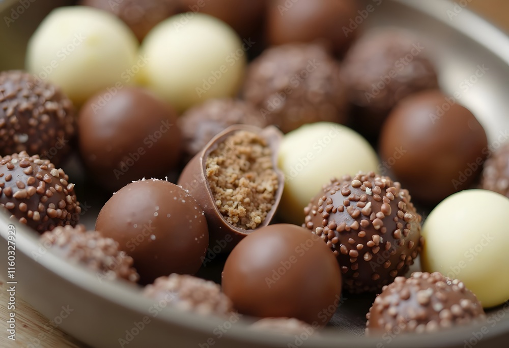Choco Almond and Choco Ball cookies are neatly arranged on a white plate and isolated against a yellow background.
Choco Almond and Choco Ball cookies are neatly arranged on a white plate and isolated against a yellow background.