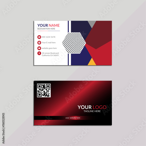 Creative Double-sided  landscape orientation  clean professional Business card design modern luxury gradient shape. photo