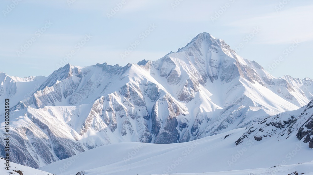 Snow-covered mountains with dramatic peaks Snow-covered mountains with dramatic peaks