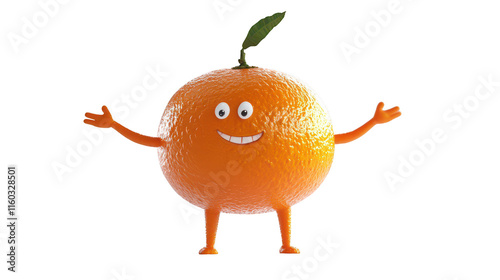 Fun Cartoon Orange Character with Arms and a Smile