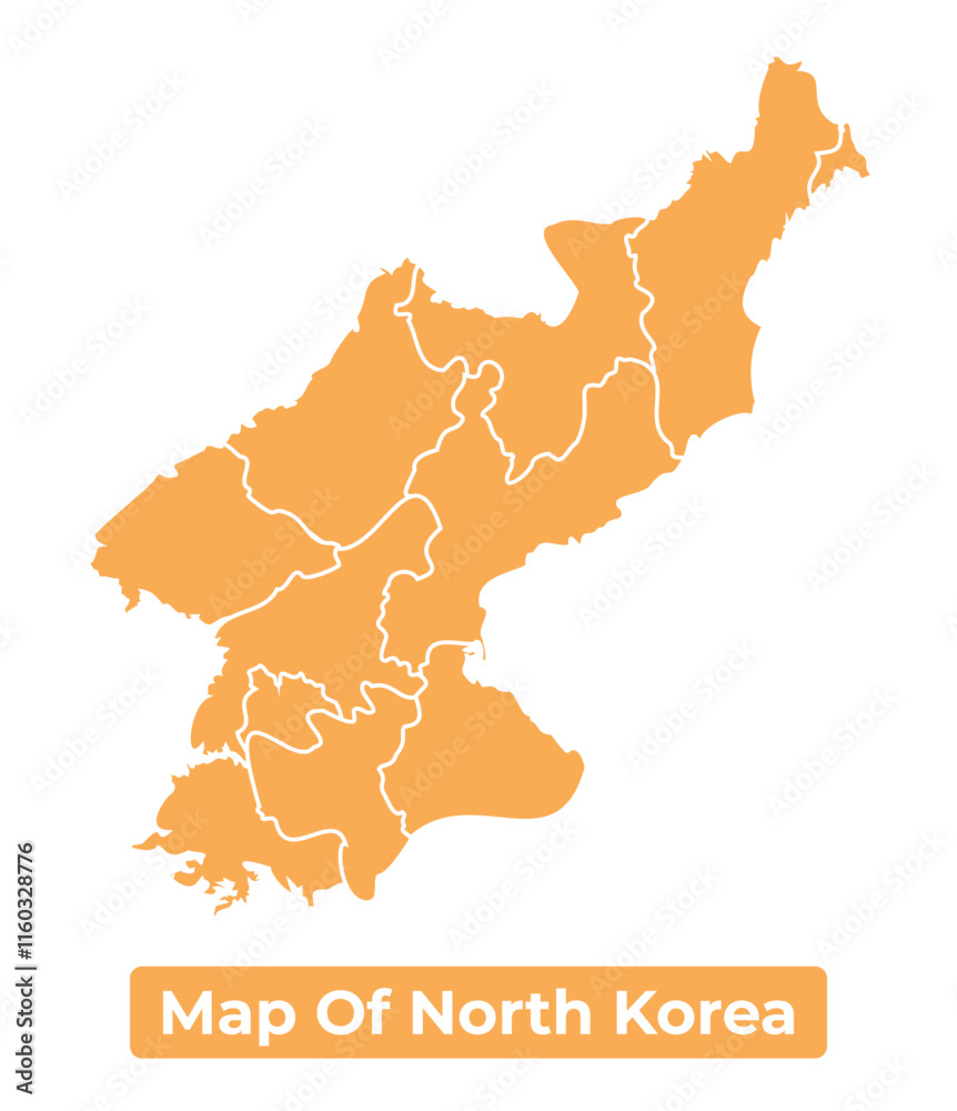 North Korea country orange map simple flat border outline vector illustration North Korea country orange map simple flat border outline vector illustration