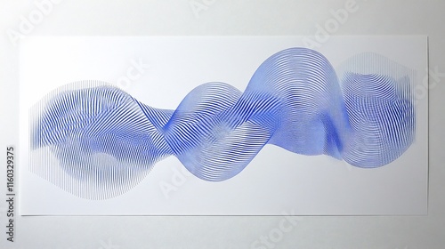 Abstract blue wave pattern on white background.