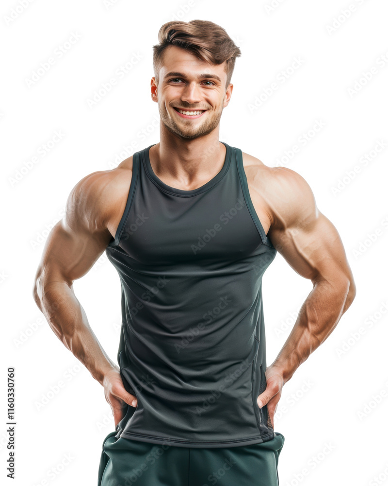 Confident and Muscular Man in a Tank Top isolated on transparent background Confident and Muscular Man in a Tank Top isolated on transparent background