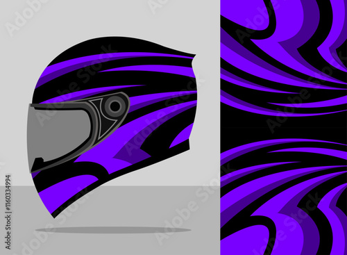 Wrap helmet design decal with black and purple color 