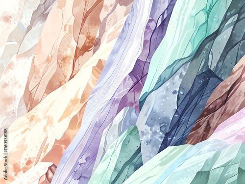 Wallpaper Mural Abstract Mountain Range in Pastel Hues: A Watercolor Fantasy Torontodigital.ca