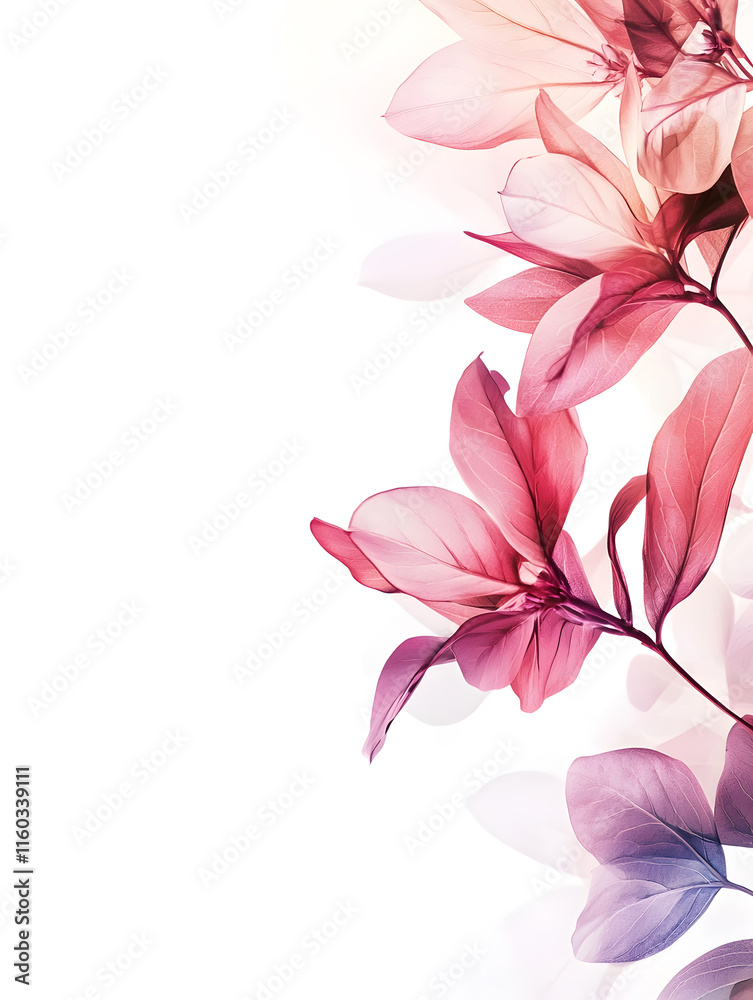 Fototapeta premium Elegant Abstract Pink and Purple Floral Arrangement on Minimalist White Background : Generative AI