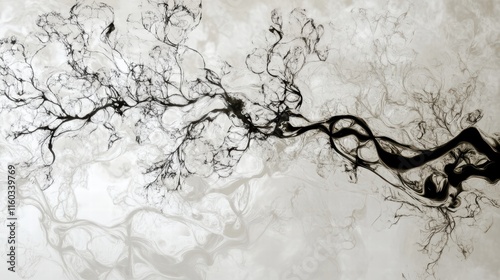 Abstract Artistic Pattern of Black Swirls on Light Background