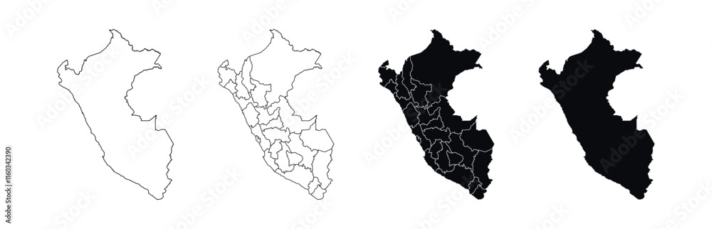 Peru Map vector icon. Map of Peru various styles. Peru Map vector icon. Map of Peru various styles.