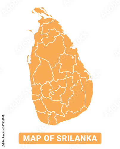 Sri Lanka country orange map simple flat border outline vector illustration