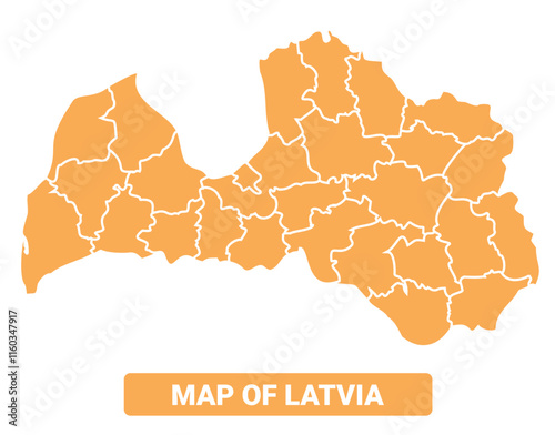 Latvia country orange map simple flat border outline vector illustration