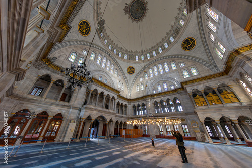 A beautiful view of the Nuruosmaniye Camii, the mosque near the Grand Bazaar in Istanbul, Turkey photo