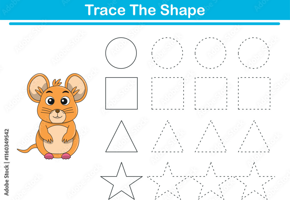 Fototapeta premium Tracing lines of different shape for kids with mouses. Vector Illustration