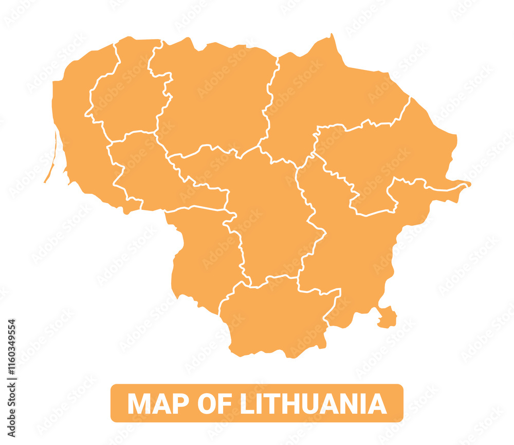 Naklejka premium Lithuania country orange map simple flat border outline vector illustration