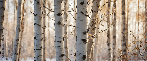 Beautiful winter scene with birches