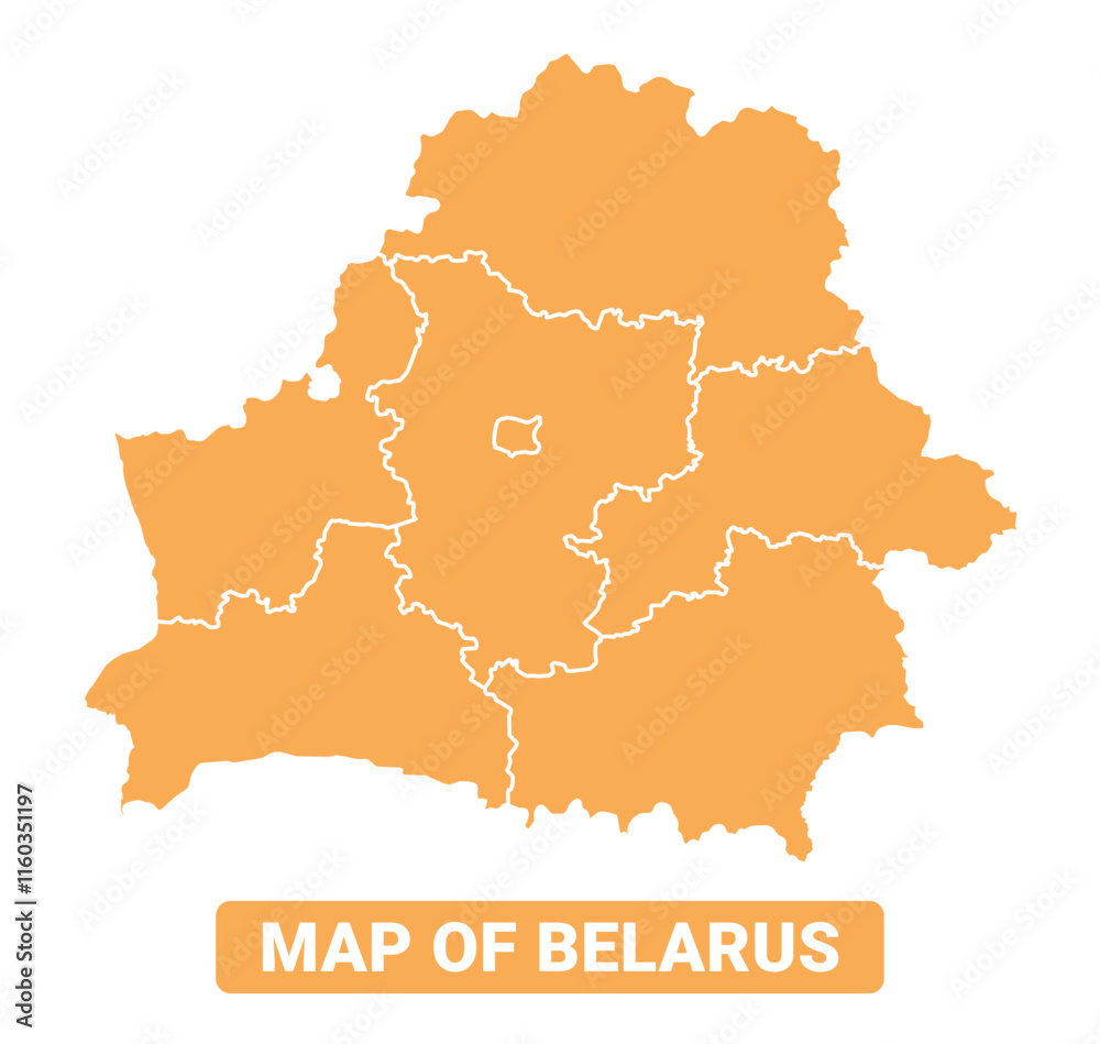 Fototapeta premium Belarus country orange map simple flat border outline vector illustration
