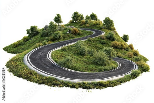 Winding road on a green island. (1)