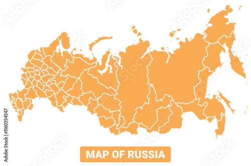 Russia country orange map simple flat border outline vector illustration