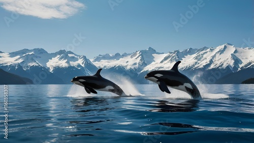 killer whale orca jumping in water photo