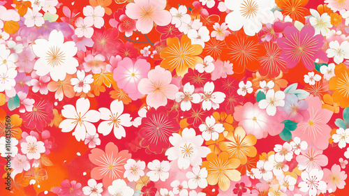 美しい和柄の背景イラスト,日本,アジア,旅行,観光,