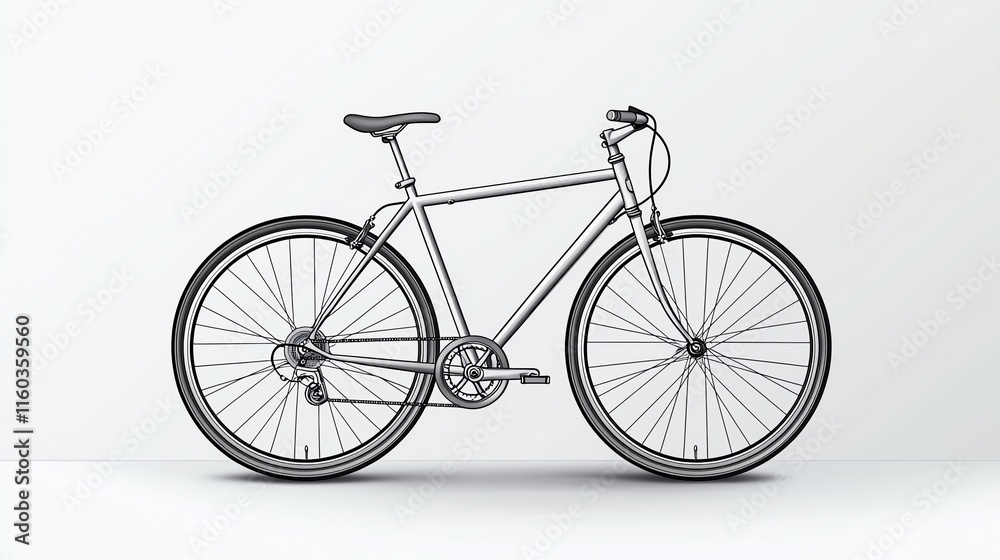 Fototapeta premium A sleek, modern bicycle design showcasing a minimalist style with clean lines and a simple color palette.