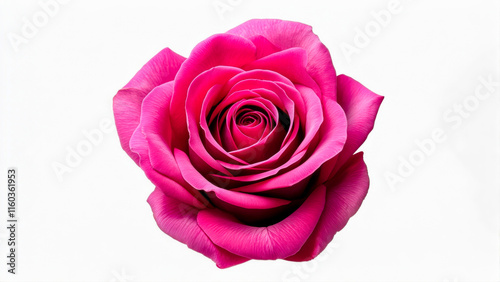 Vibrant pink rose bloom showcasing intricate petal details and natural beauty against a clean background