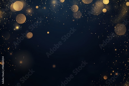 Dark blue background with gold bokeh lights and sparkles. (2) photo