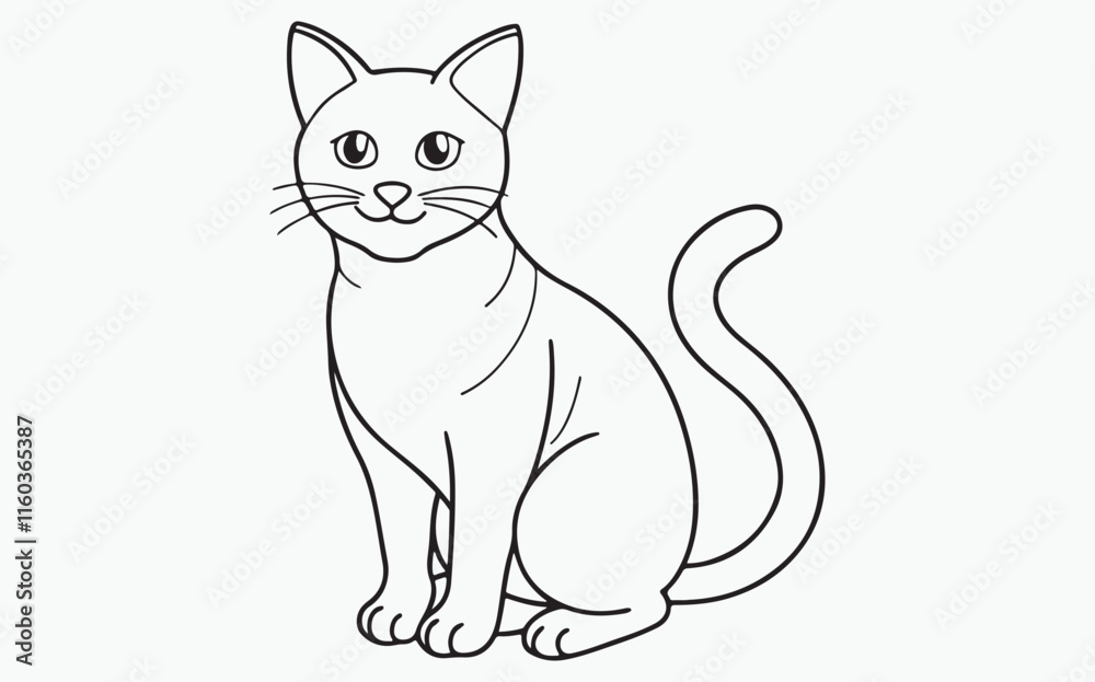 Naklejka premium cat line art
