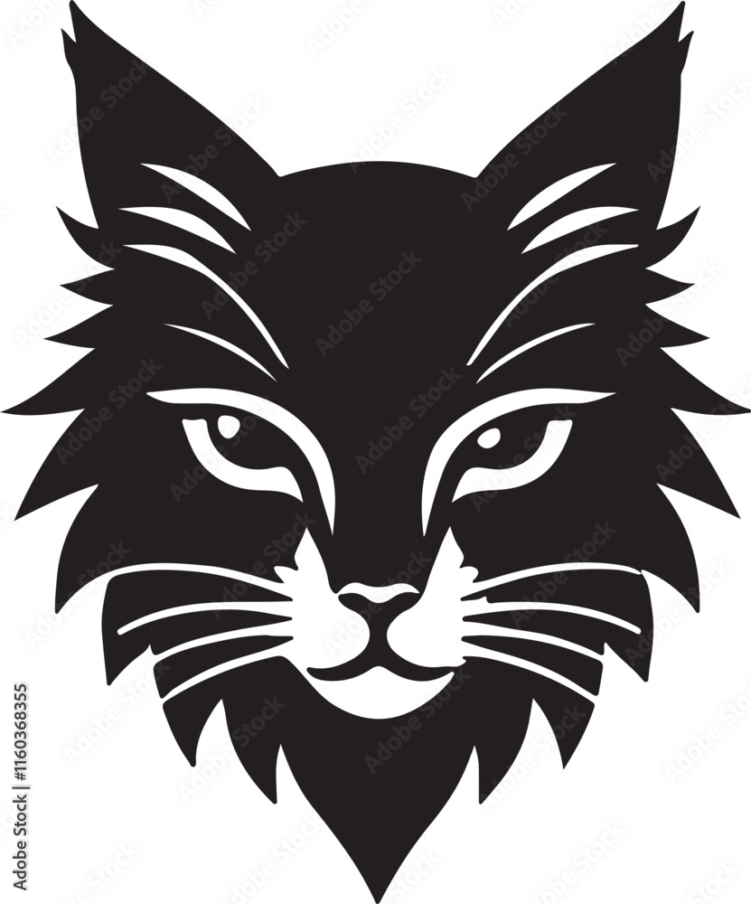 Fototapeta premium Cat silhouette vector art illustration. Cat head vector icon.