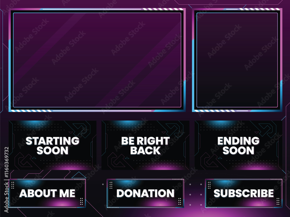 Set of futuristic streaming intermision overlay