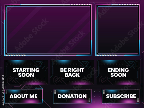 Set of futuristic streaming intermision overlay