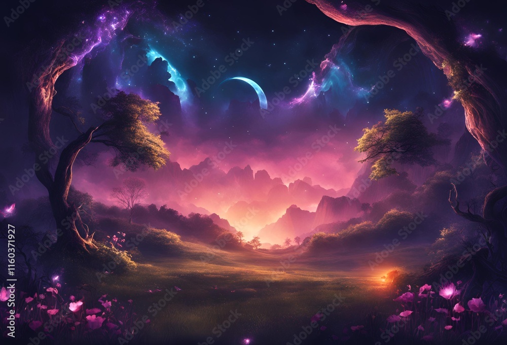 Fototapeta premium 幻想的な風景のイラスト