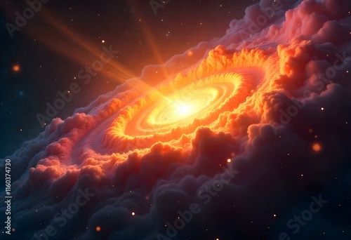 Bright accretion disk swirling around a black hole in deep space