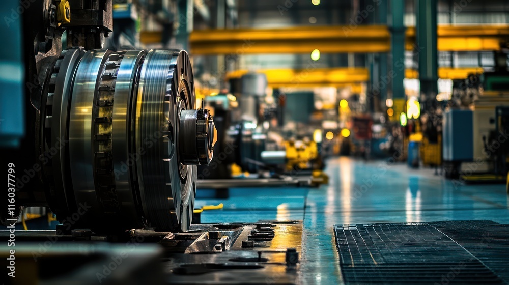 Fototapeta premium Upkeep and repair of workplace machinery captured with vibrant colors and dynamic lighting. 