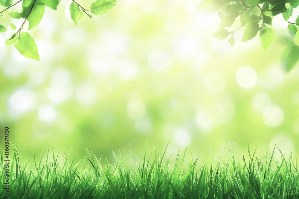 Lush green grass and leaves with bright bokeh background. Lush green grass and leaves with bright bokeh background.