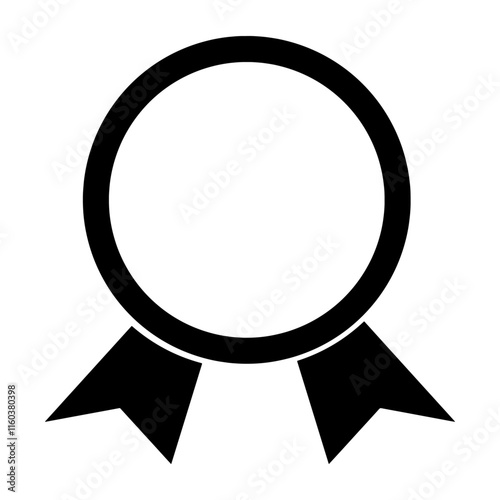 ベクター素材のかわいいリボンメダルアイコン　黒