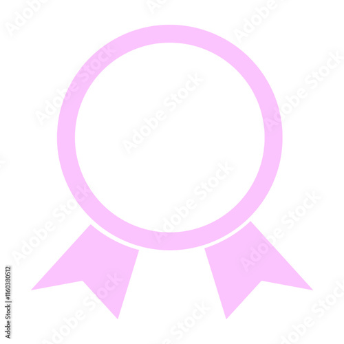 ベクター素材のかわいいリボンメダルアイコン　ピンク