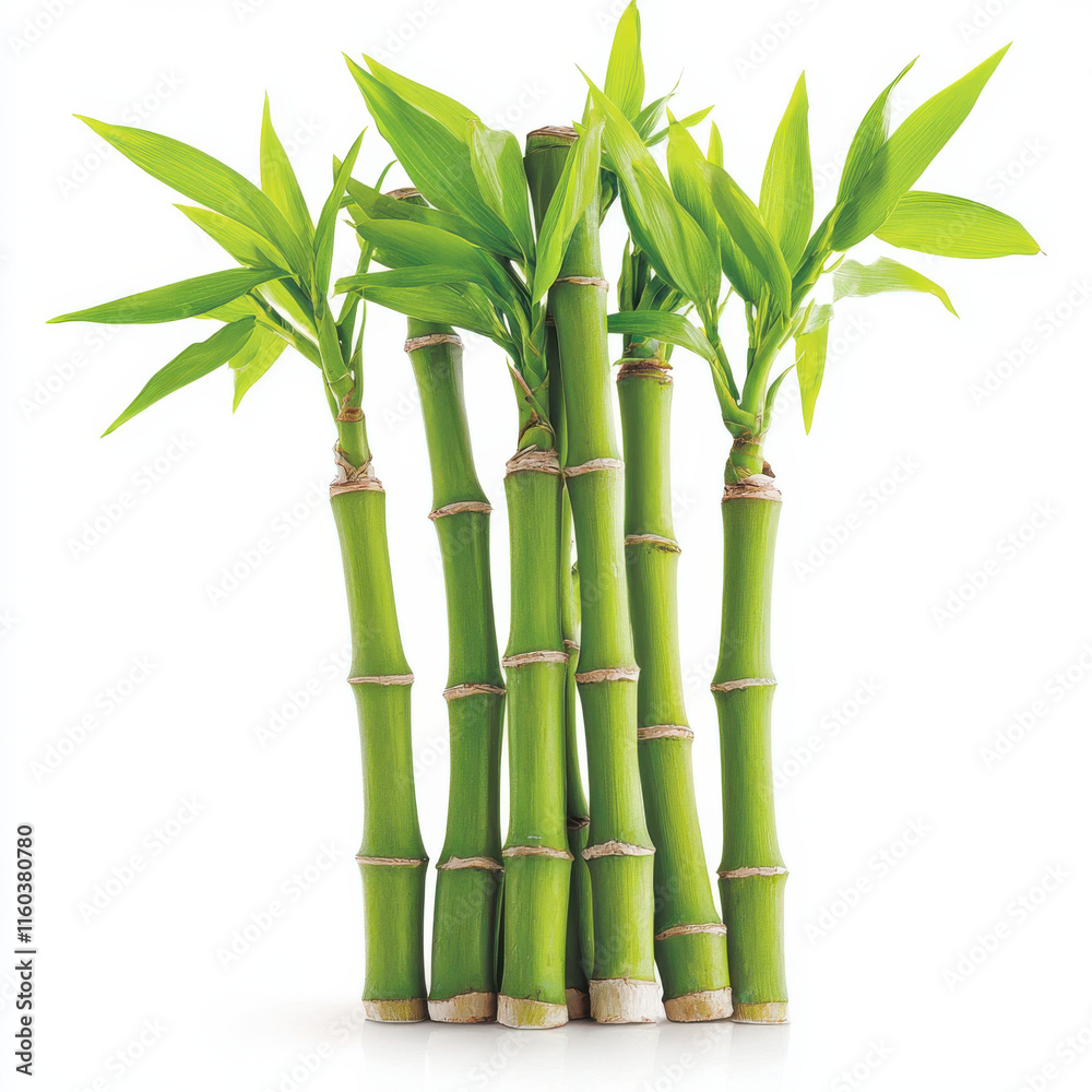 Fototapeta premium Vibrant green bamboo plants with intricate textures