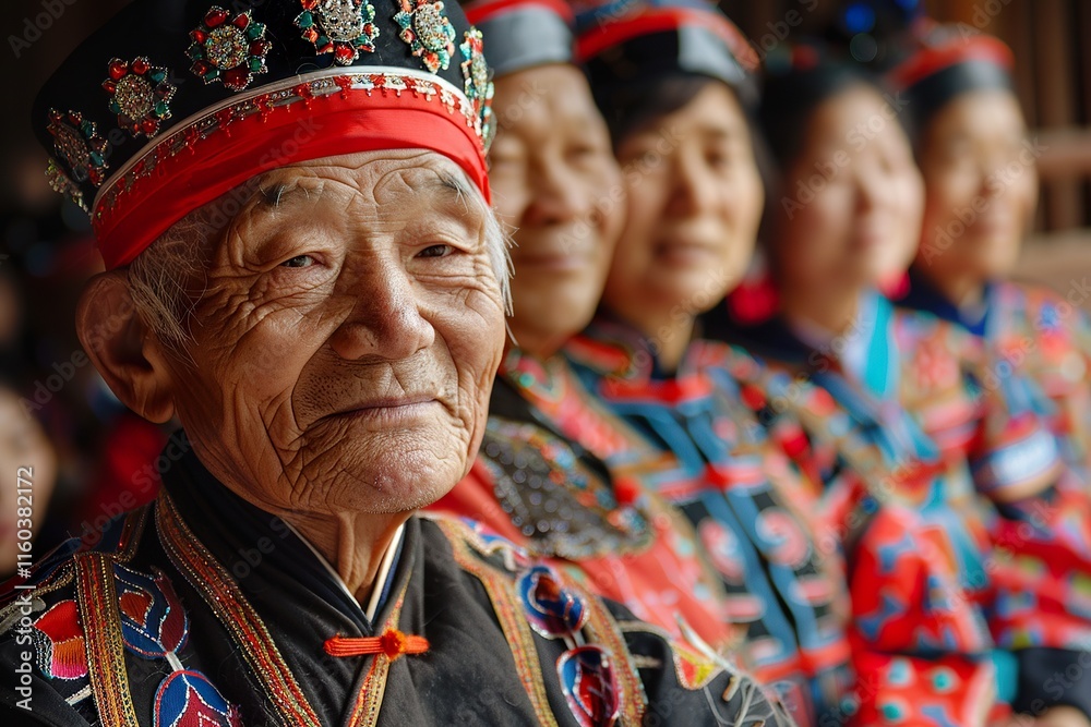 Fototapeta premium Han Chinese elder in ceremonial attire