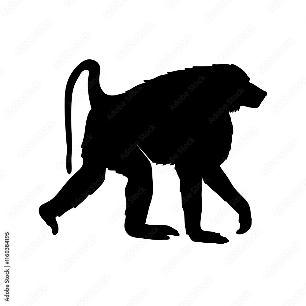 Baboon Silhouette Vector Illustration Baboon Silhouette Vector Illustration