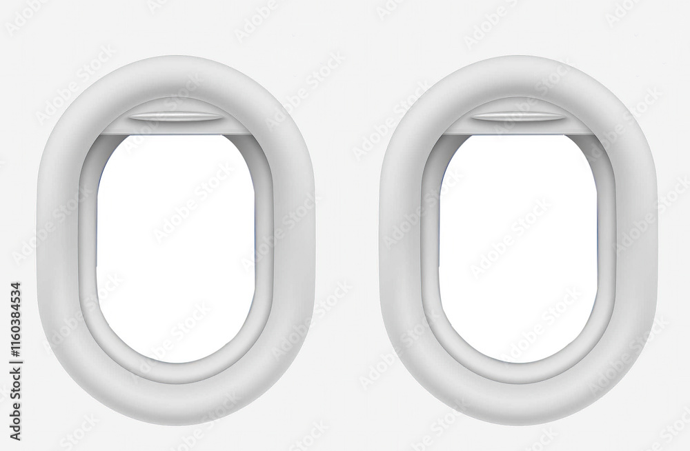 Fototapeta premium looking through a big jet passenger plane window with isolated background. copy text space